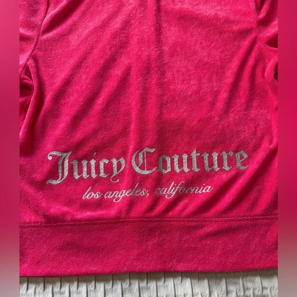 Juicy Couture Fuchsia Towel Set Short Sleeve Zip Up and Shorts